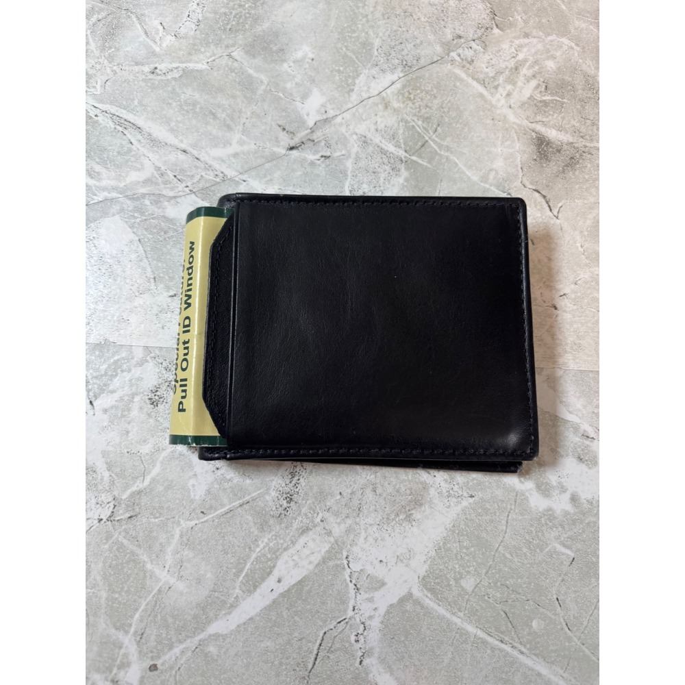 Rolfs Mens Black Full Grain Italian Lambskin Leather‎ Bifold Wallet Pull Out ID